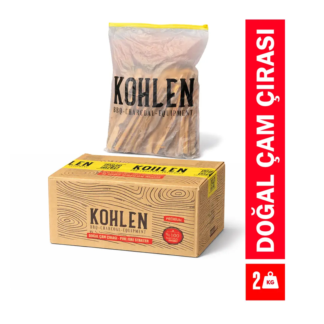 KOHLEN Doğal Çam Çırası - Şömine, Mangal Ve Soba Için Hızlı Tutuşturucu 2 Kğ