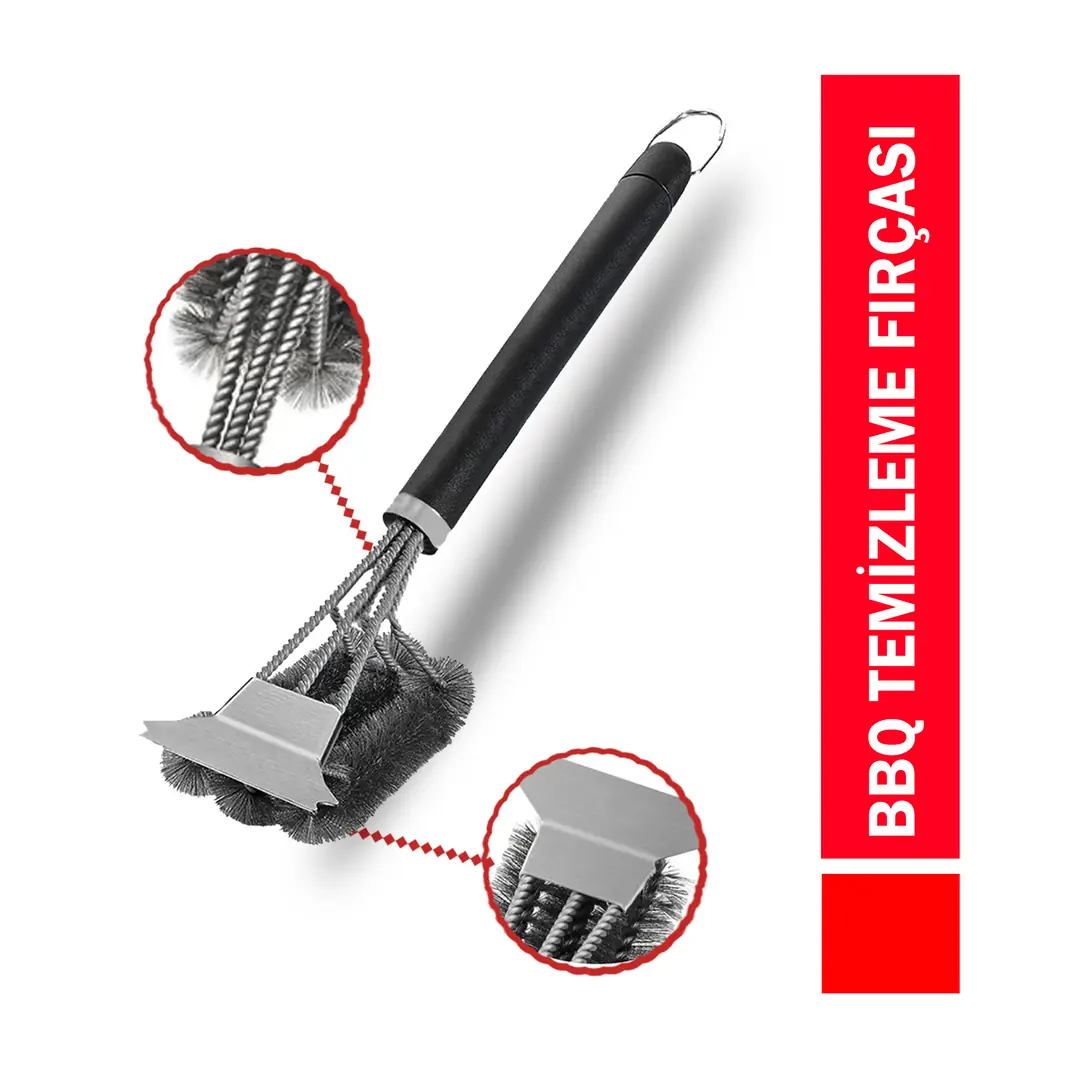 KOHLEN Mangal Izgara Barbekü Temizleme Fırçası Kazıyıcı - 41 cm, Dayanıklı Sap, 360° Temizlik