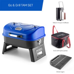 Guruss Go & Grill Barbekü Mangal Tam Set Gece Mavisi
