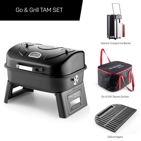 Guruss Go & Grill Barbekü Mangal Tam Set Siyah