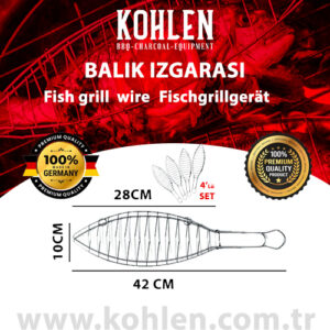 KOHLEN Fischbrater Balık Izgara Teli 4'lü Set
