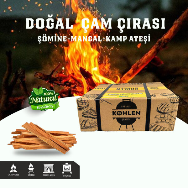 Kohlen Doğal Çam Çırası - Şömine, Mangal Ve Soba Için Hızlı Tutuşturucu 2 Kğ - Görsel 2