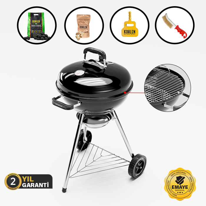 Captain Can Grill Emaye Kaplama Mangal | Kohlen Kömür | Aksesuar | Hazır Mangal Seti Yak Kullan