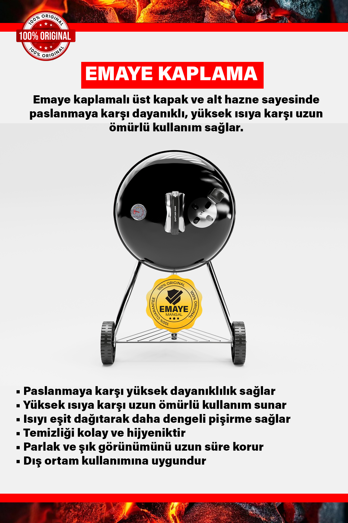 Captain Can Grill Emaye Kaplama Mangal | Kohlen Kömür | Aksesuar | Hazır Mangal Seti Yak Kullan - Görsel 6