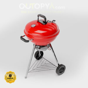 Captain Can Set Go 47 cm Kömürlü Mangal | KIRMIZI | Tekerlekli Emaye BBQ Mangal