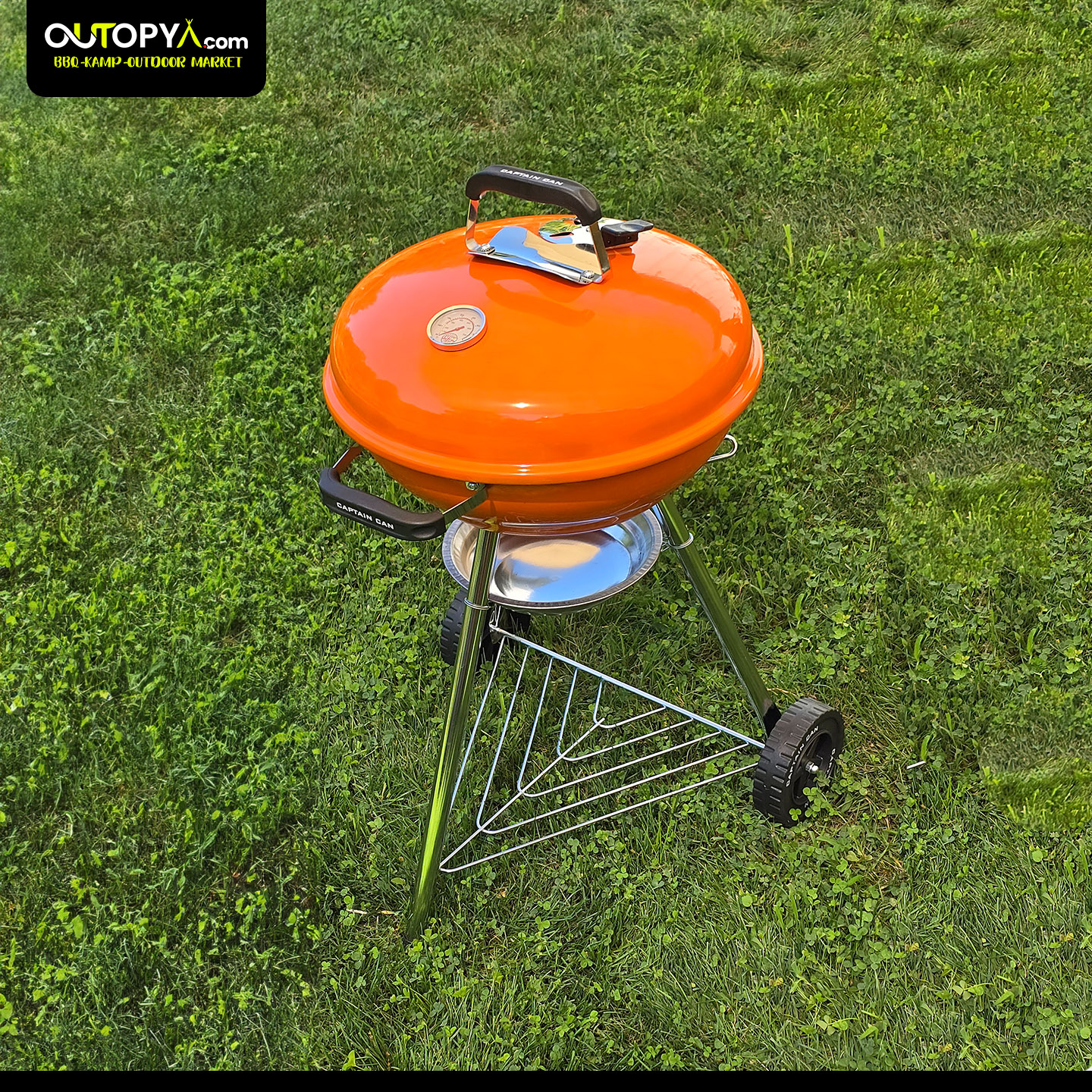 Captain Can Set Go 47 cm Kömürlü Mangal | TURUNCU | Tekerlekli Emaye BBQ Mangal - Görsel 2