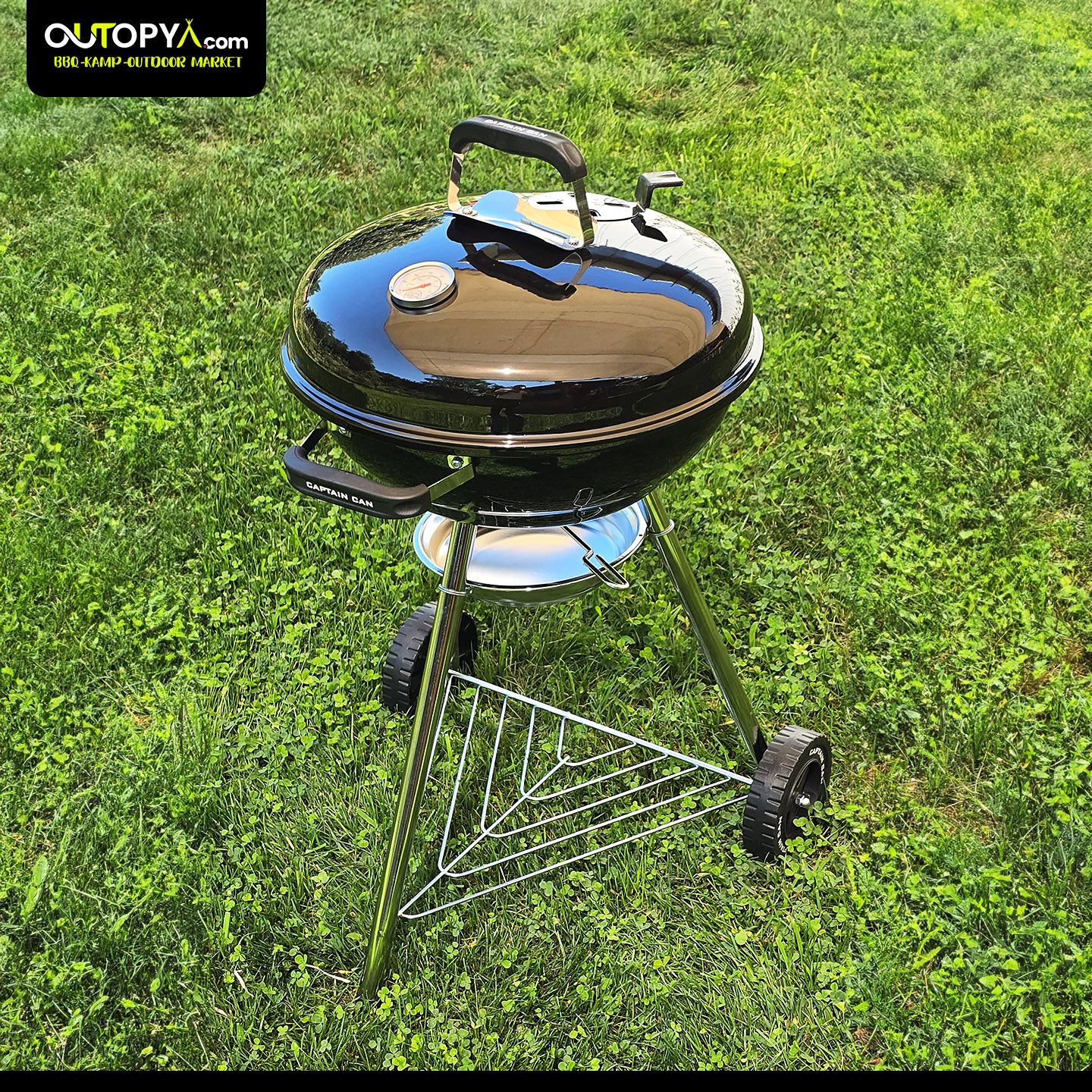 Captain Can Set Go 47 cm Kömürlü Mangal | Siyah | Tekerlekli Emaye BBQ Mangal - Görsel 2