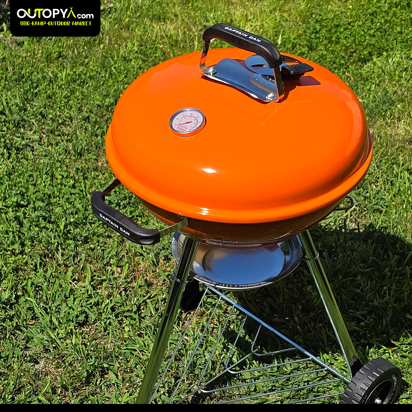 Captain Can Set Go 47 cm Kömürlü Mangal | TURUNCU | Tekerlekli Emaye BBQ Mangal - Görsel 3