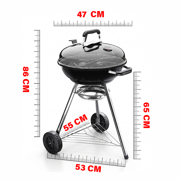 Captain Can Set Go 47 cm Kömürlü Mangal | TURUNCU | Tekerlekli Emaye BBQ Mangal (Kopya) - Görsel 5