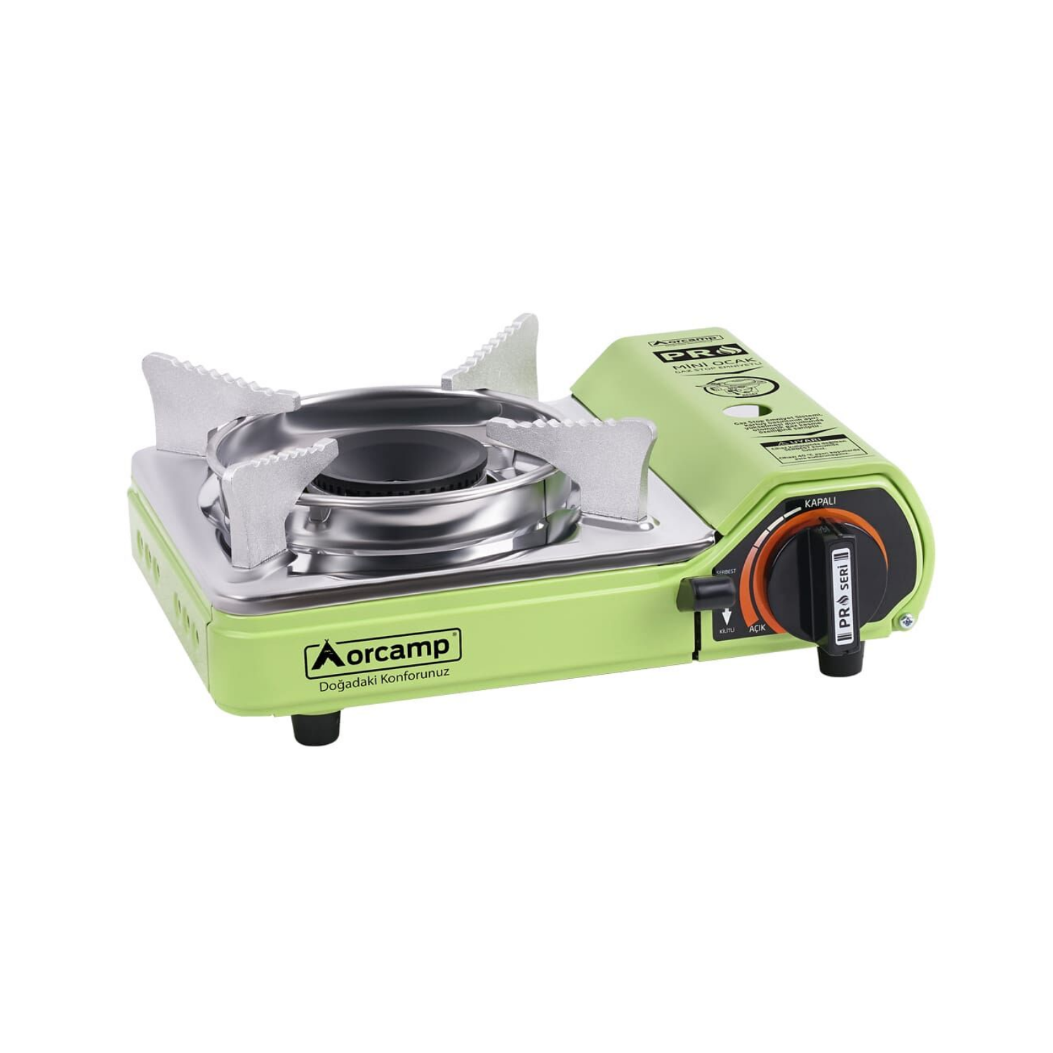 Orcamp Tekli Mini Portatif Ocak Gaz Stop Emniyetli / Yeşil l CK-506-Yeşil